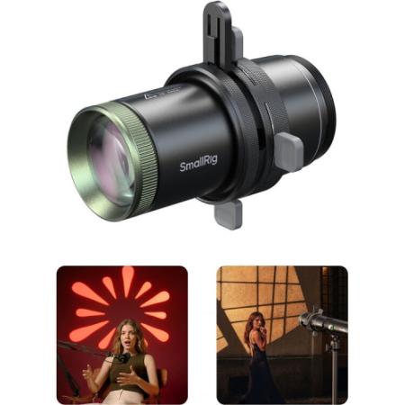 SmallRig 6376 SP Air Spotlight - strumienica 36° z filtrami GOBO do lamp latarek RF 10C i RF 20C - przykład zastosowania